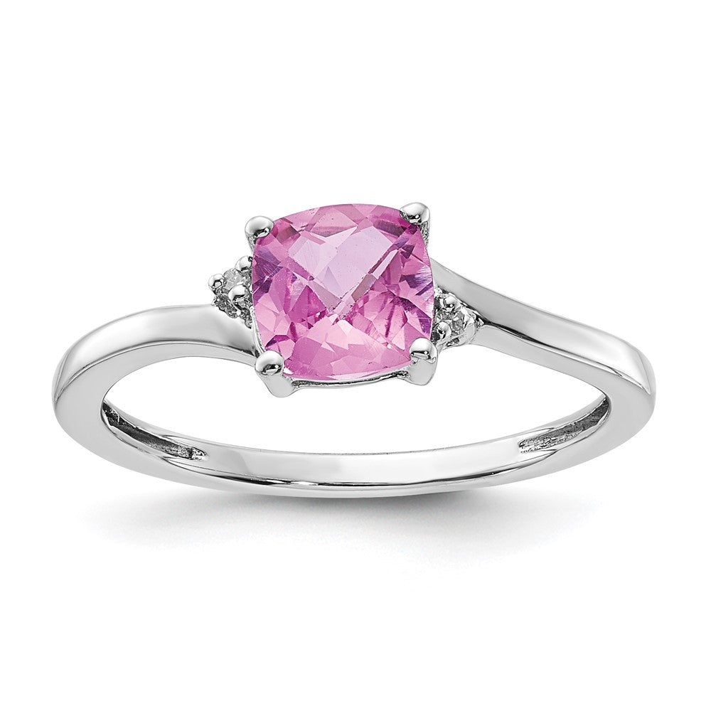 Sterling Silver ANC CR Pink Sapphire & Diamond Ring