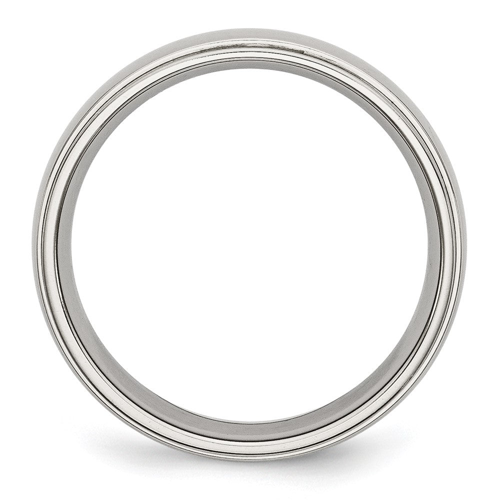 Stainless Steel Polished 6mm Ridged Edge Band Size - 9