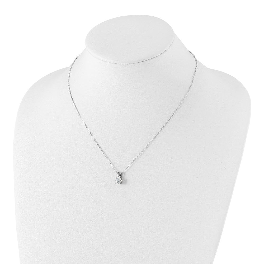Sterling Silver Rhodium-plated Diamonore 6.5mm Solitare Necklace