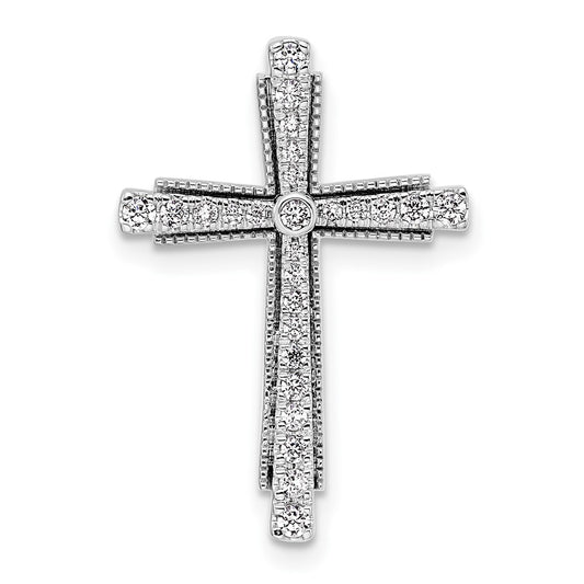 14k White Gold 1/4 carat Lab Grown Diamond VS/SI+ G+ Cross Chain Slide Pendant