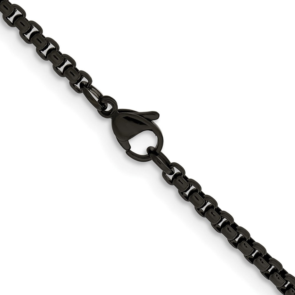 Stainless Steel Polished Black IP-plated 22in Box Chain