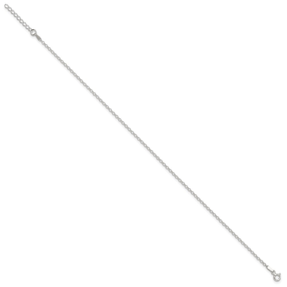 Sterling Silver 2mm Rolo 9in Plus 1in ext. Chain Anklet 9 inches