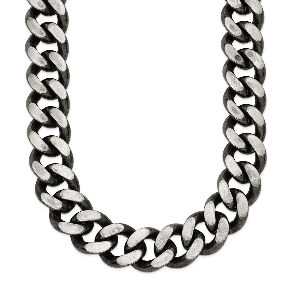 Stainless Steel Oxidized 13.75mm 24in Curb Chain