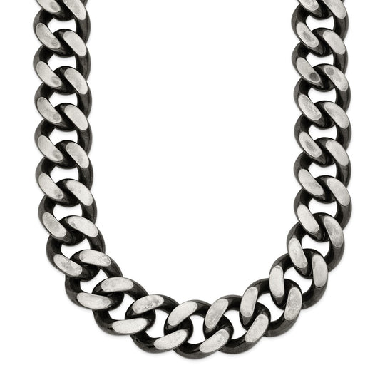 Stainless Steel Oxidized 13.75mm 24in Curb Chain