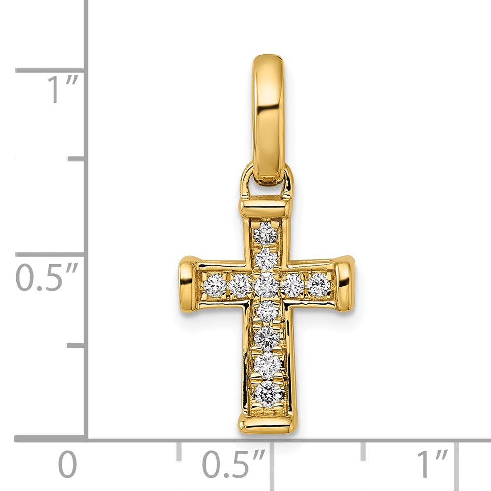 14k Small Diamond Latin Cross Pendant