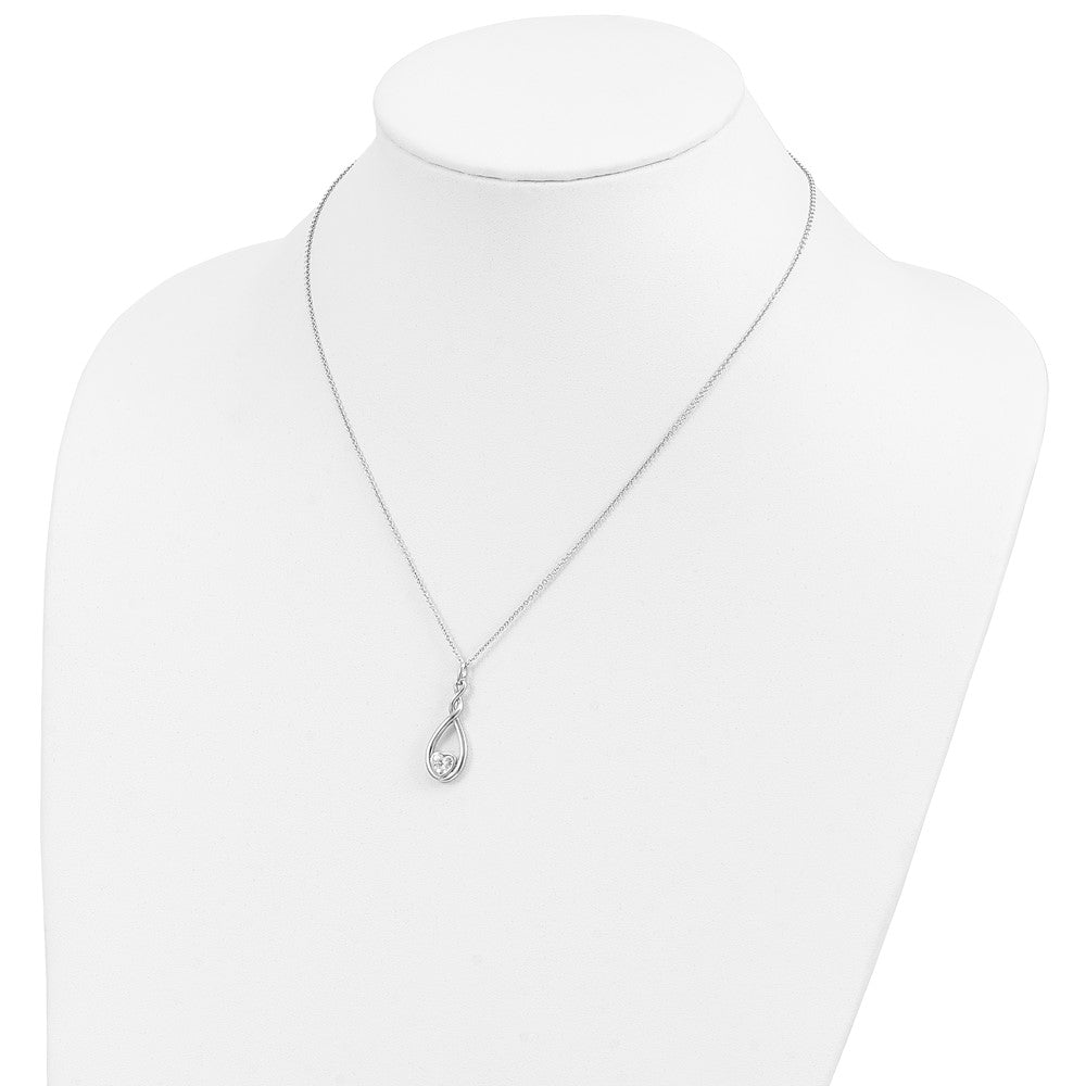 Sentimental Expressions Sterling Silver Rhodium-plated CZ Love You Forever 18in. Necklace 18 Inches