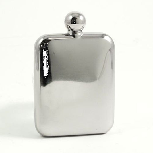 6 ounce Stainless Steel Mirror Finish Flask with Rounded Corners Q-GM21594