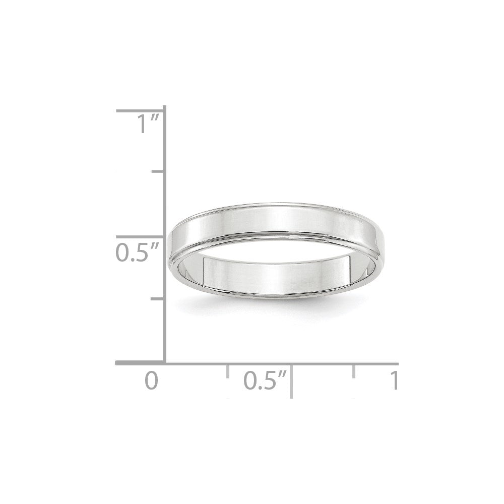 10k White Gold 4mm Flat with Step Edge Wedding Band Size 14