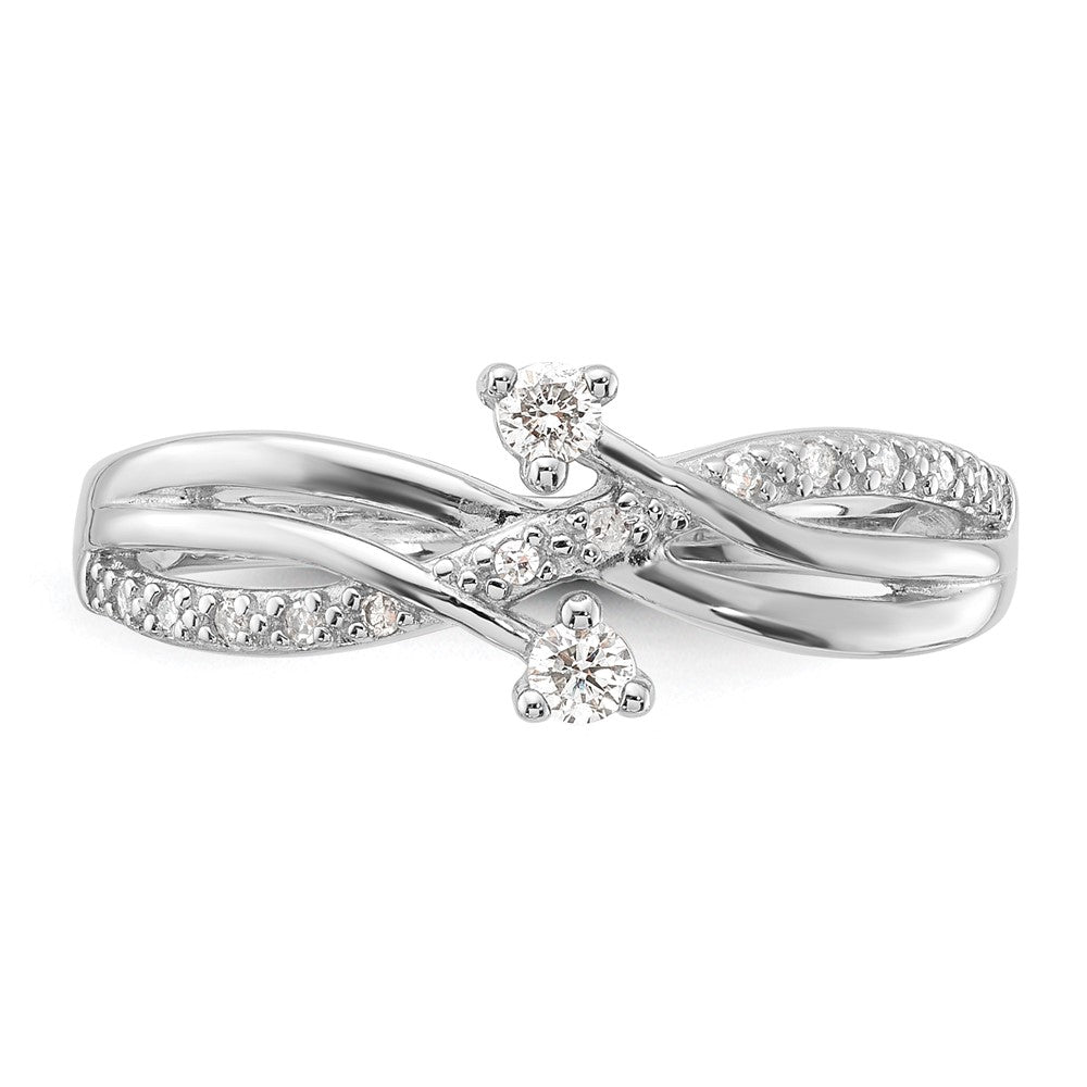 Sterling Silver Polished Fancy Twisted Diamond Ring