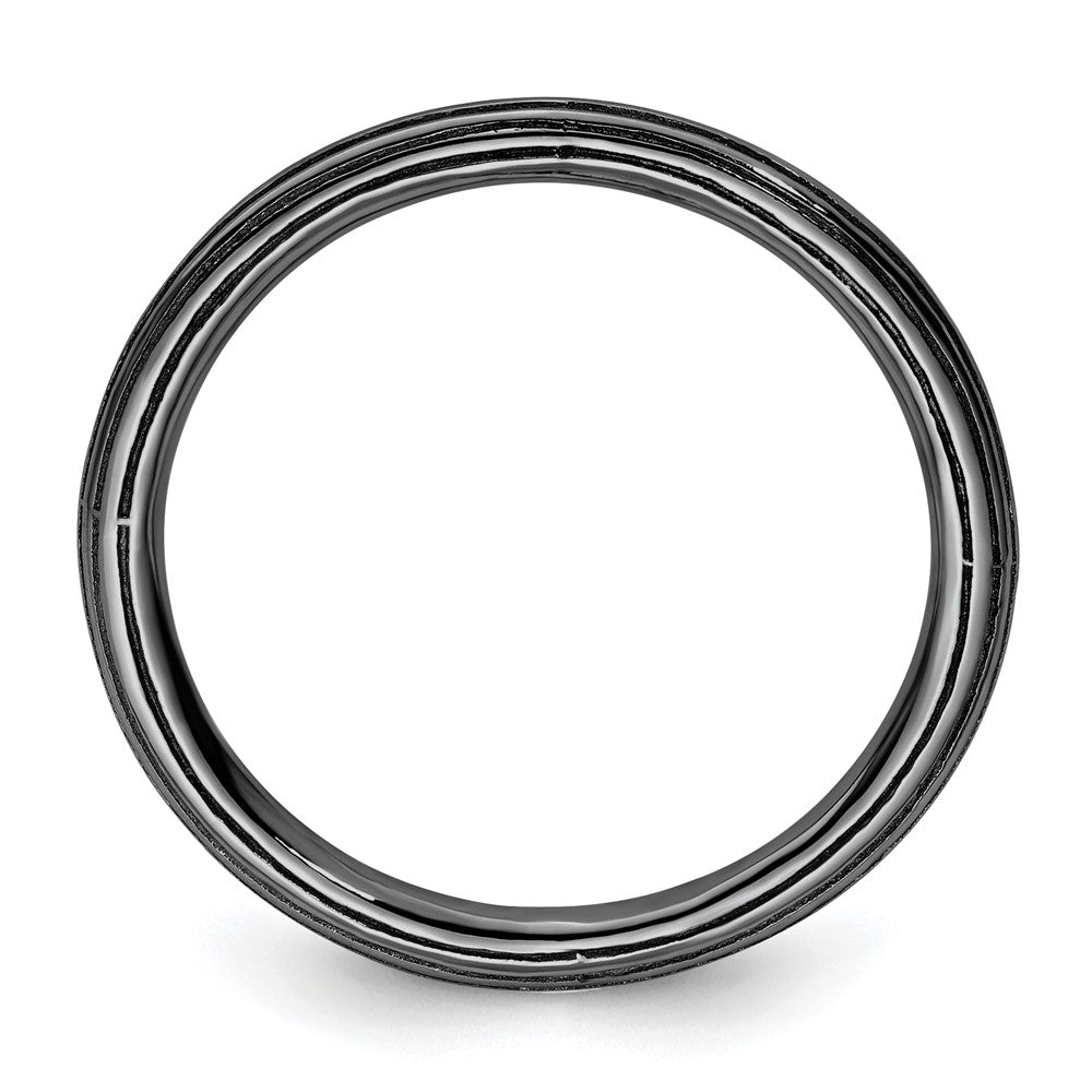 Sterling Silver Stackable Expressions Black-plated Step-down Ring Size -5