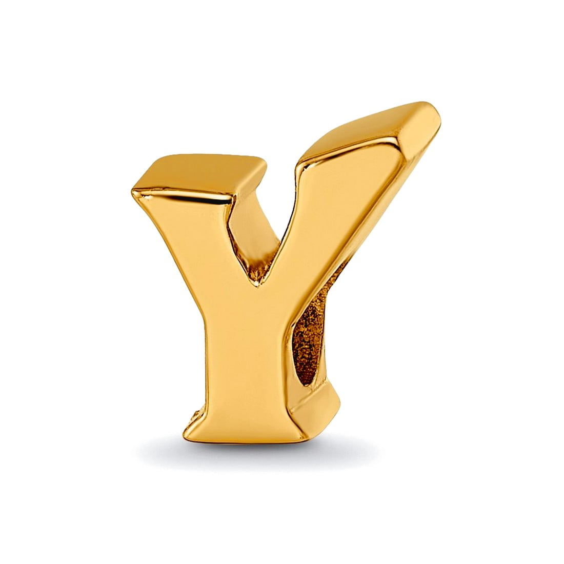 925 Sterling Silver Polished Gold Plated Reflections Letter Name Personalized Monogram Initial Y Bead Charm 9.09x8.18mm