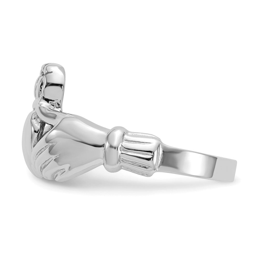 14k White Gold Men's Claddagh Ring Size 9