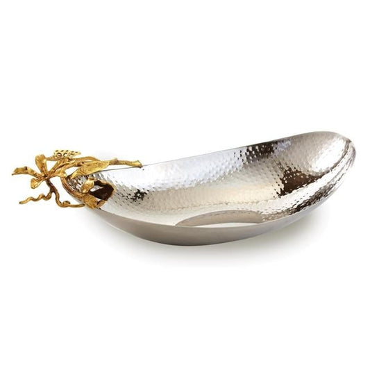 Leeber 70072 14 x 8 x 3.5 in. Butterfly Boat Shape Serving Bowl, Silver & Gold
