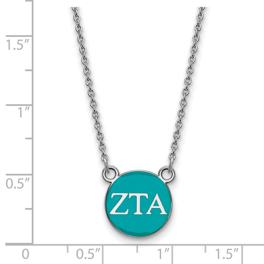 Sterling Silver 18in Official Licensed Greek Sororities Zeta Tau Alpha (ZTA) XS Enamel Pendant w/Necklace