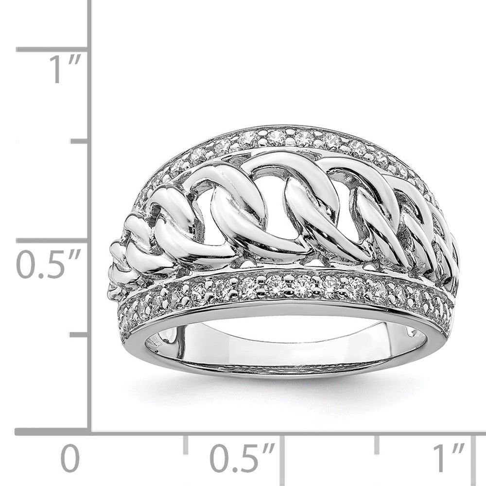 Sterling Silver Rhodium Plated CZ Ring