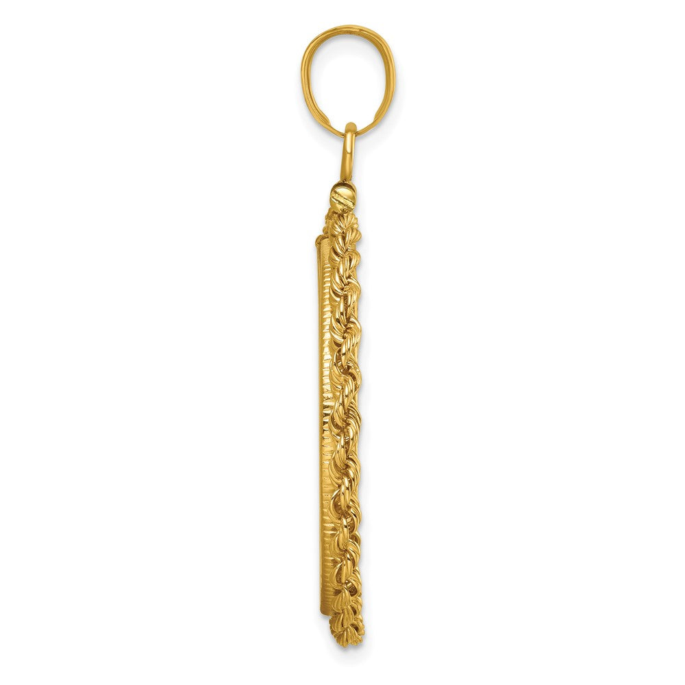 Wideband Distinguished Coin Jewelry 14k Polished Rope 25.0mm x 2.35mm Screw Top Coin Bezel Pendant