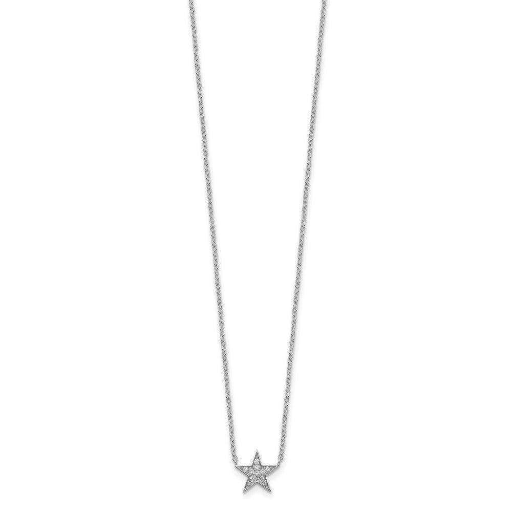 Sterling Silver Rhodium-plated CZ Star Necklace 18 Inches