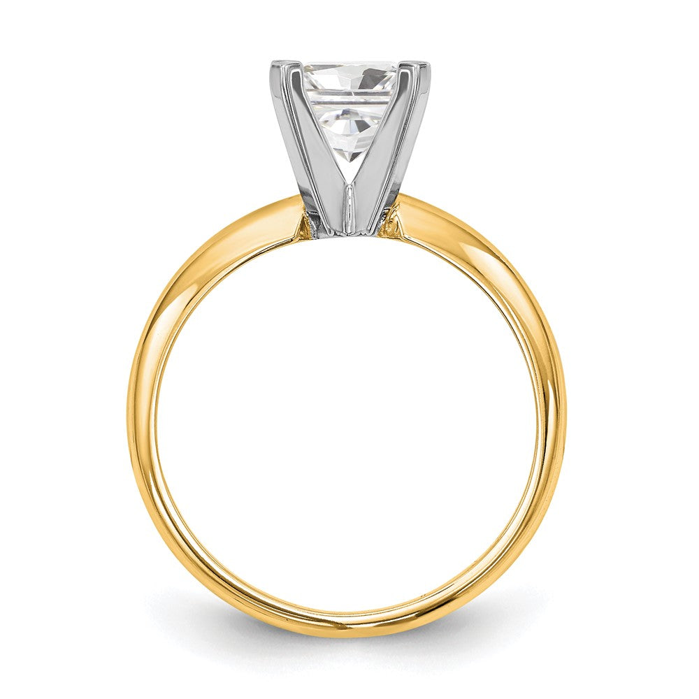 14k Two-Tone 4.1mm Medium-Weight Half-Round 4-Prong Princess Solitaire Ring Mounting