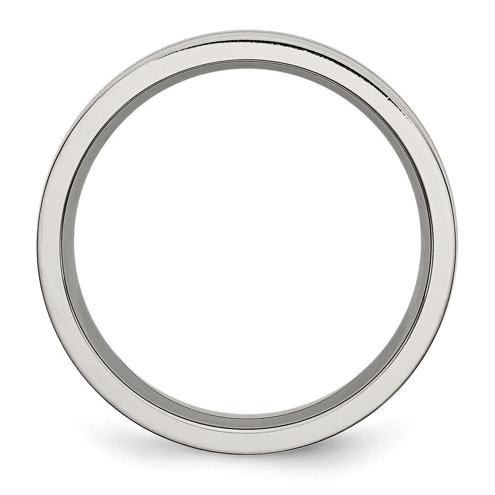 Titanium Brushed and Polished 6mm Grooved Band Size - 8.5