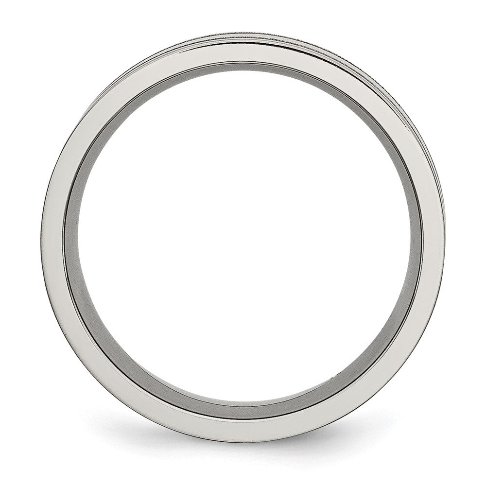 Titanium Brushed and Polished 8mm Grooved Band Size - 6