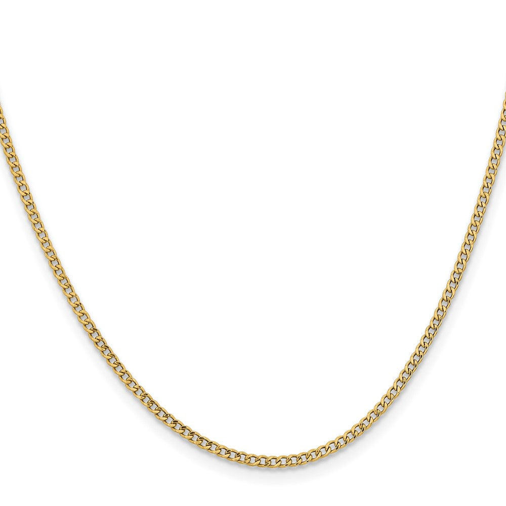 14K 24 inch 1.85mm Semi-Solid Curb with Lobster Clasp Chain