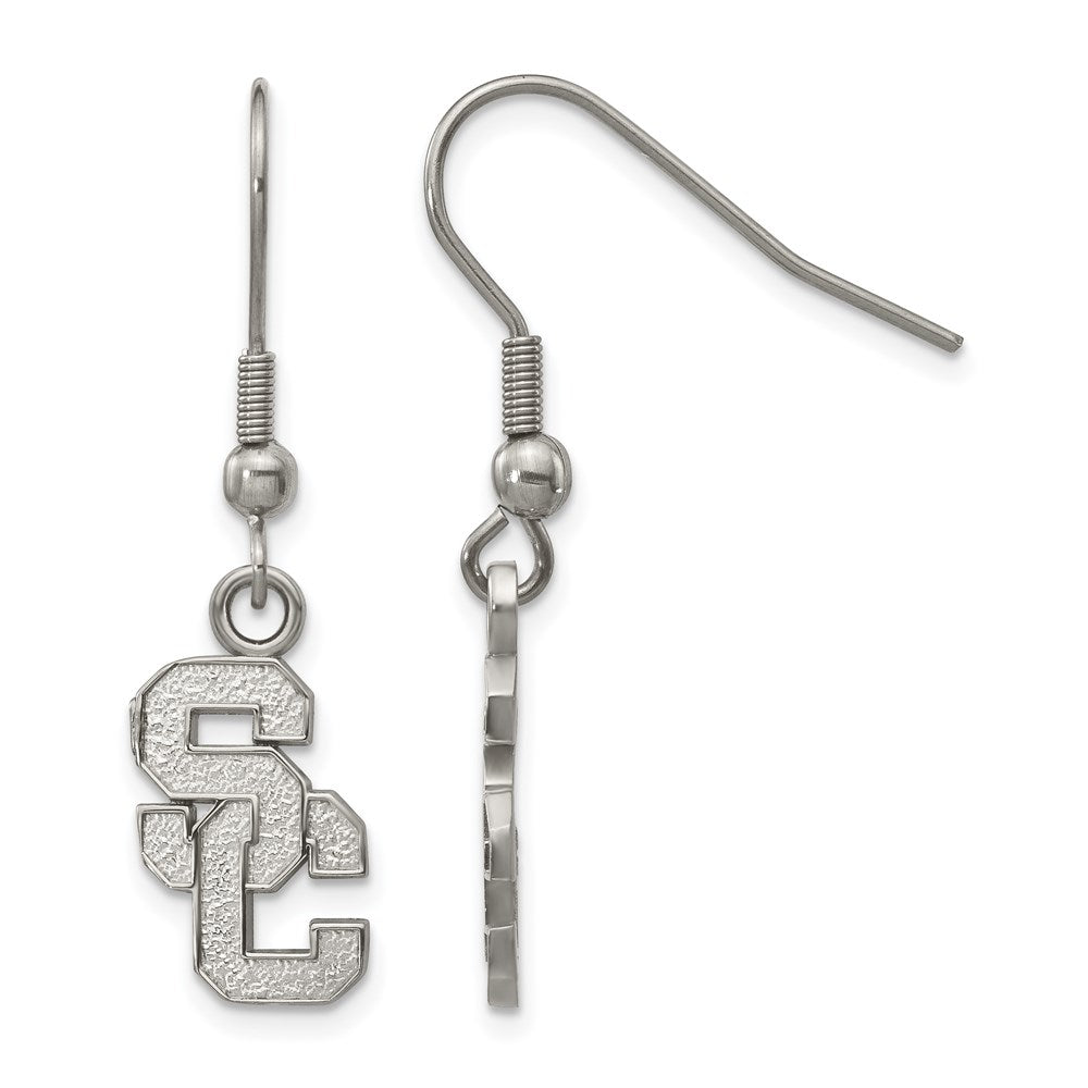 Stainless Steel LogoArt University of Southern California S-C Dangle Wire Earrings QST517USC
