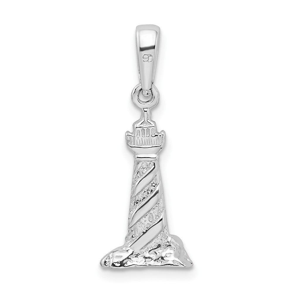 De-Ani Sterling Silver Rhodium-Plated 3D Cape Hatteras Lighthouse Pendant