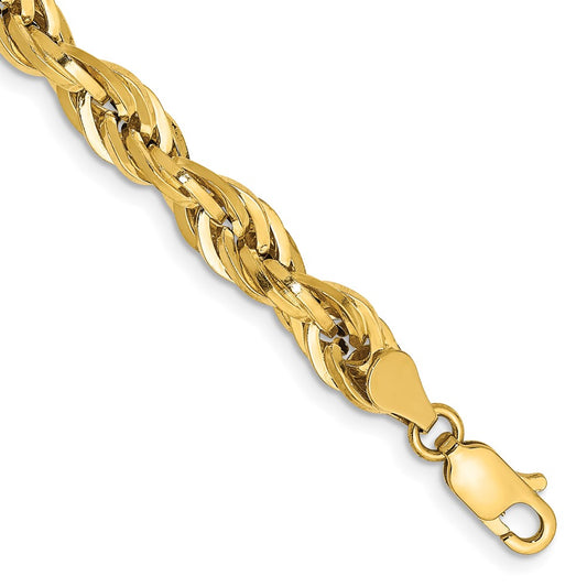 14K 8 inch 5.4mm Semi Solid Rope with Lobster Clasp Chain 8  inches