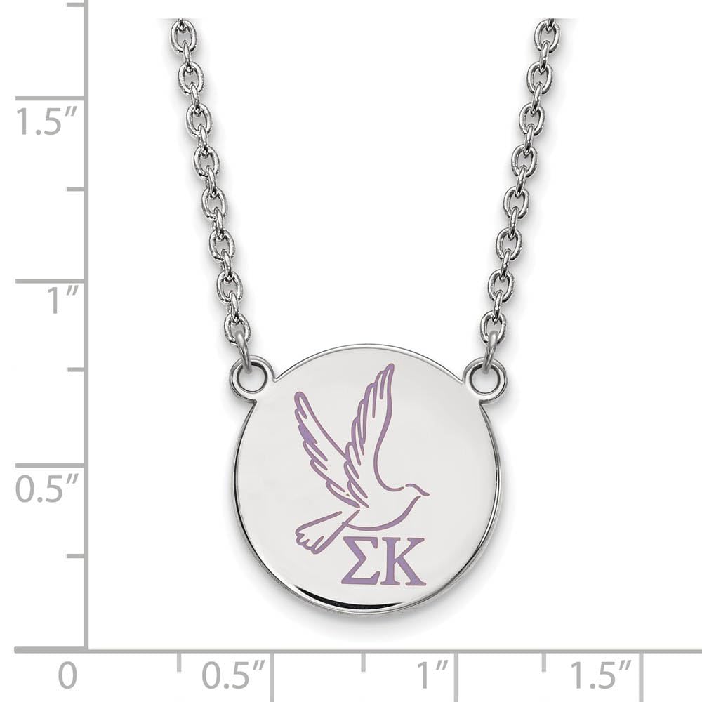 Sterling Silver 18in Official Licensed Greek Sororities Sigma Kappa (??) Small Enamel Pendant w/Necklace