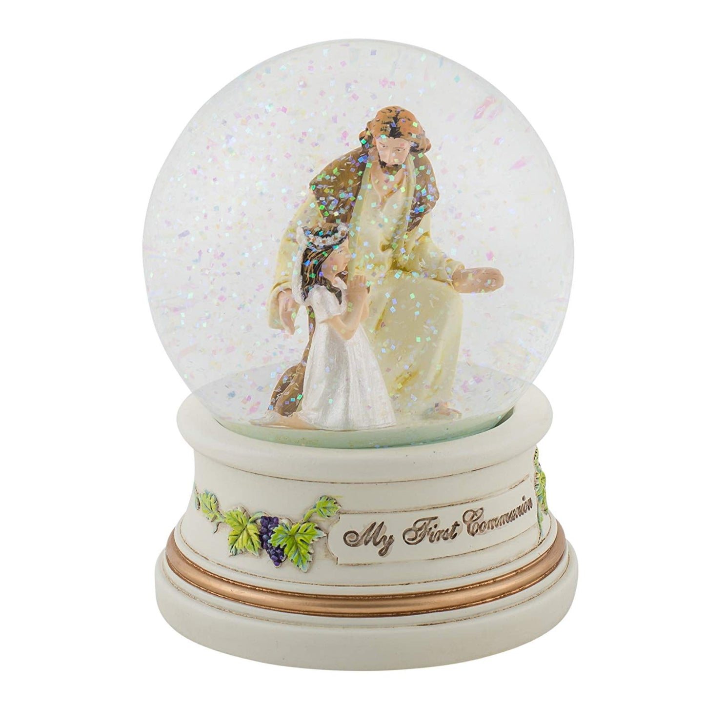 Roman 41509 Jesus with Girl First Communion 5.5 Inch Musical Glitter Dome Globe
