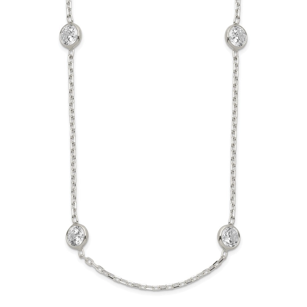 Sterling Silver 16 Inch w/2 in ext. 8-Station CZ Necklace 16 Inches
