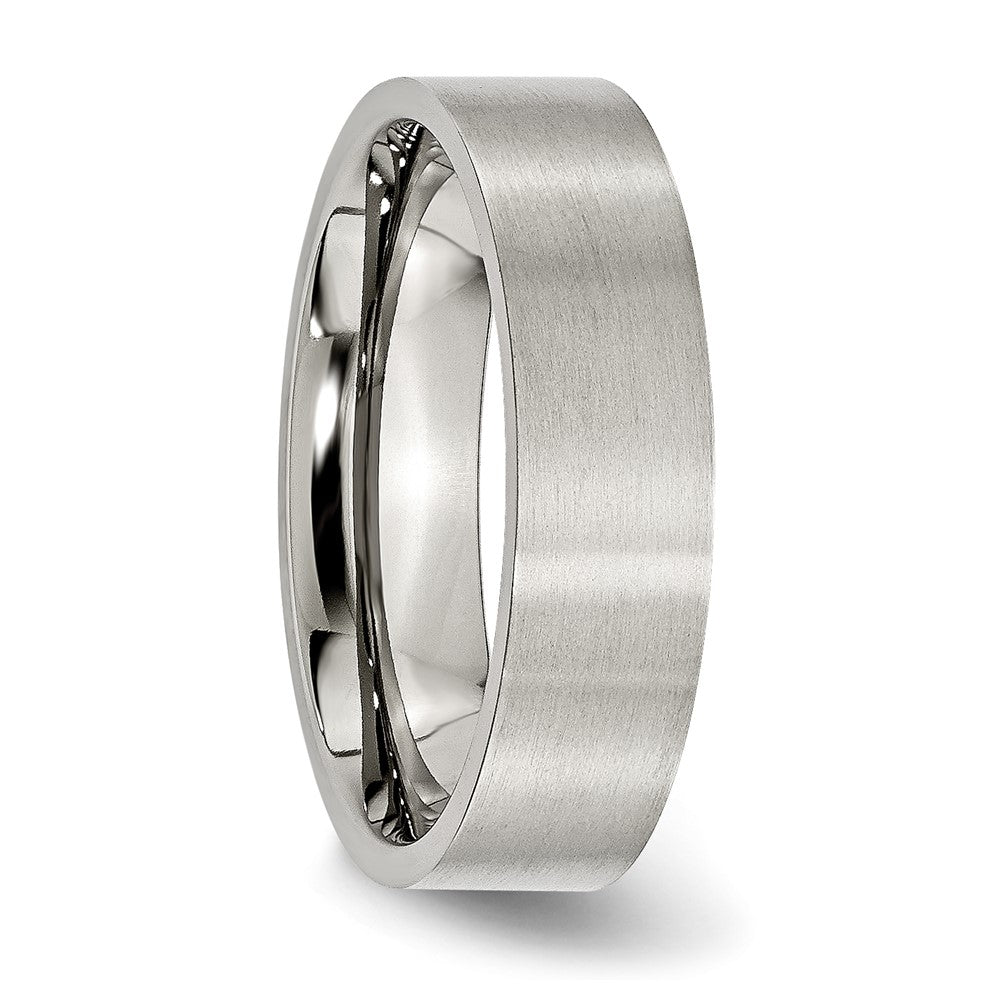 Stainless Steel Brushed 6mm Flat Band Size - 9.5