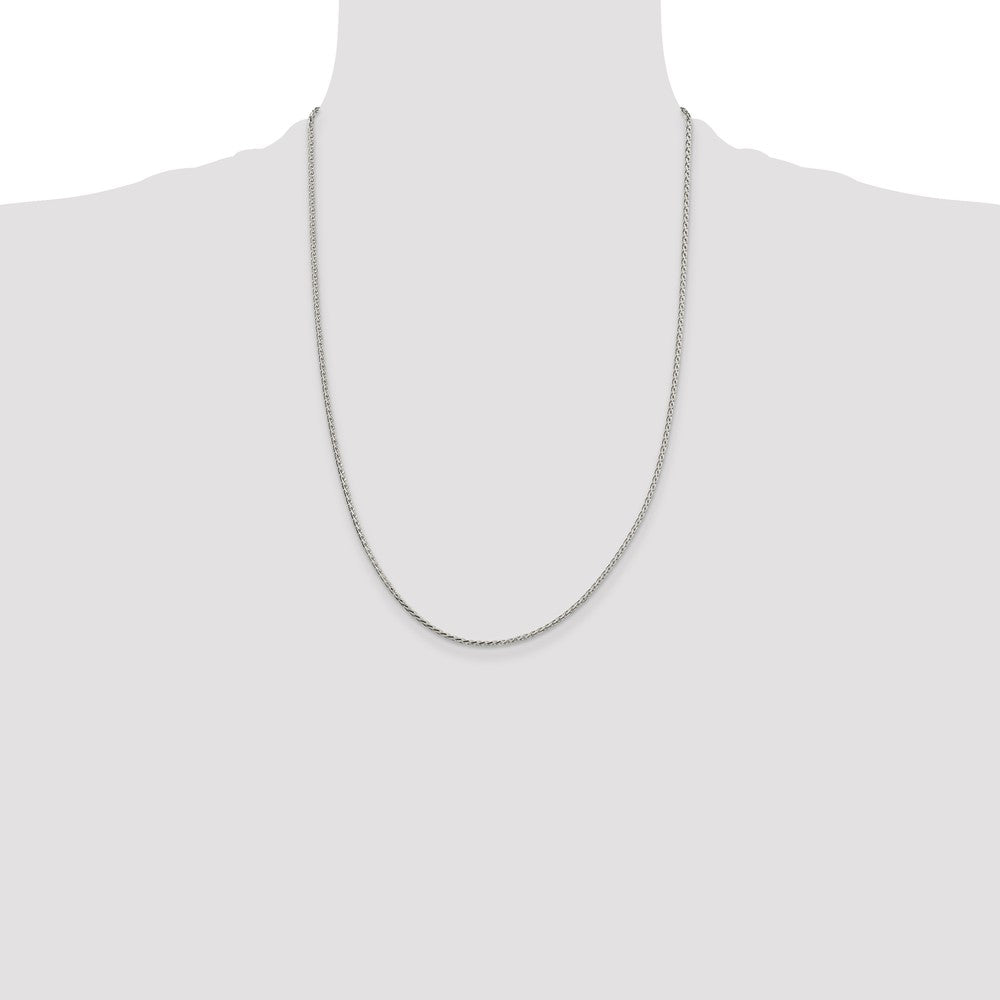 Sterling Silver 1.7mm Diamond-cut Round Spiga Chain 22 Inches