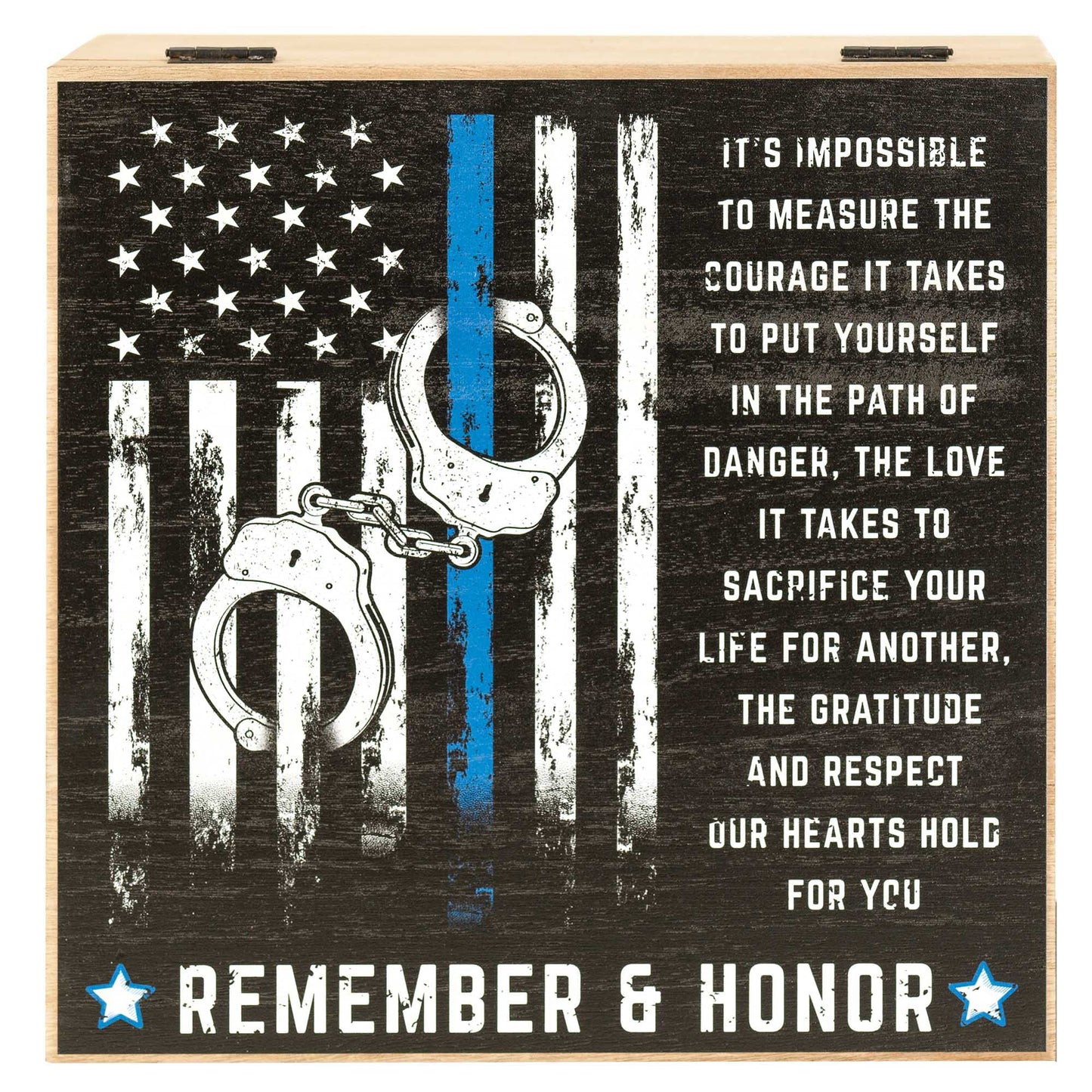 Dicksons Remember Police Blue and Black 9 Inch Wood Decorative Keepsake Photo Box