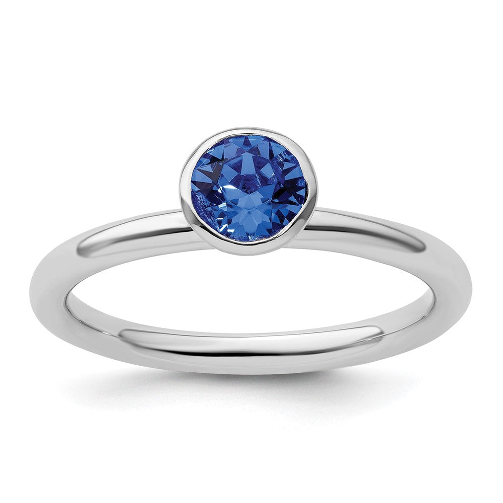 Sterling Silver Stackable Expressions High 5mm September Crystal Ring Size -7