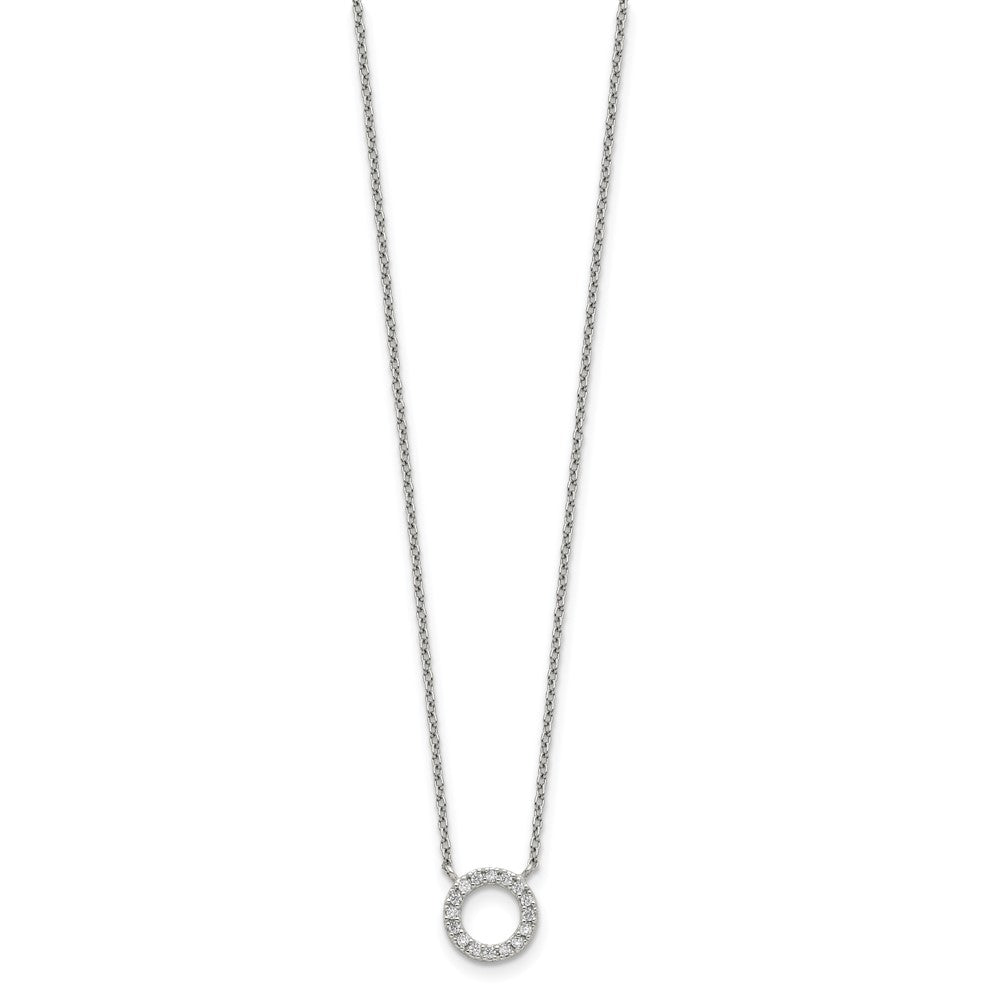 Sterling Silver CZ Circle Necklace 16 Inches