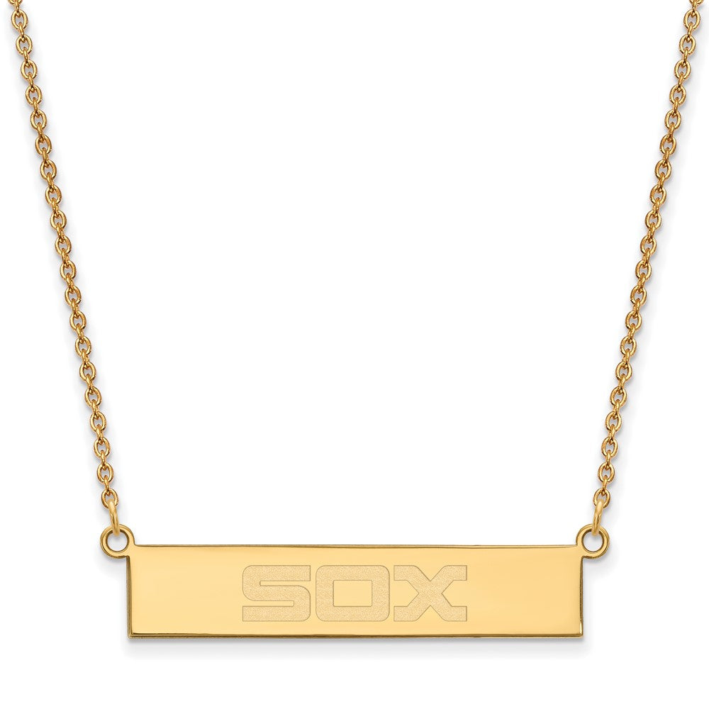 Sterling Silver Gold-plated Chicago White Sox Team Script Bar 18 inch Necklace