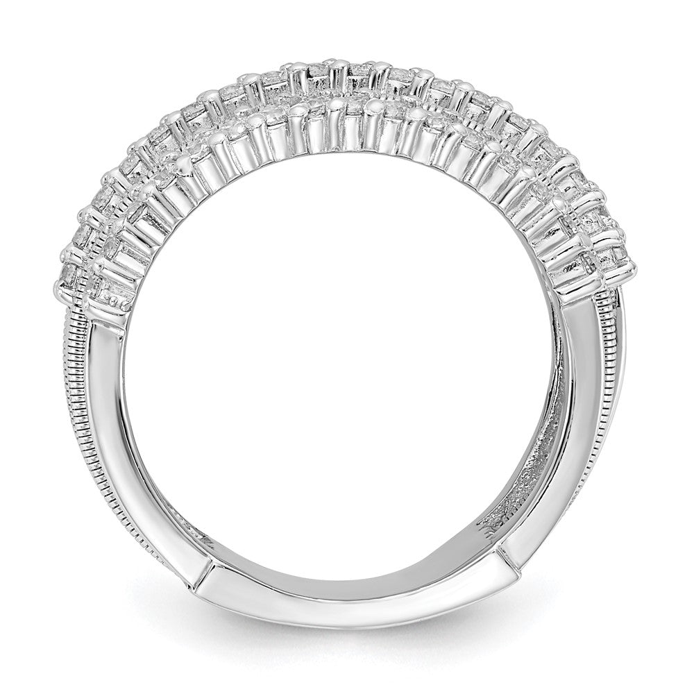 Cheryl M Sterling Silver Rhodium-plated Brilliant-cut CZ Textured and Layered Ring