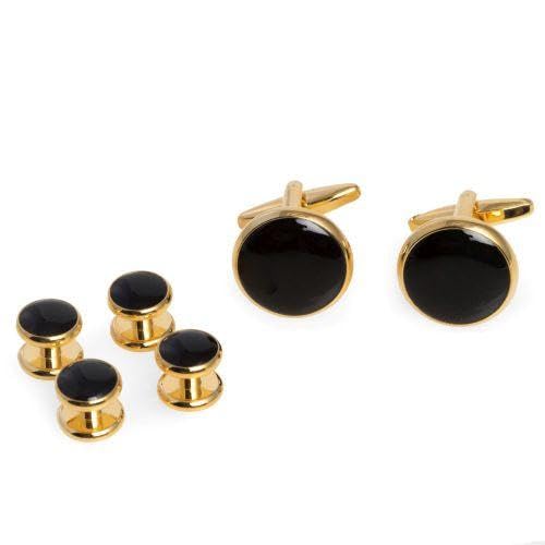 Black Rhodium-Plated Cufflinks and Studs Set