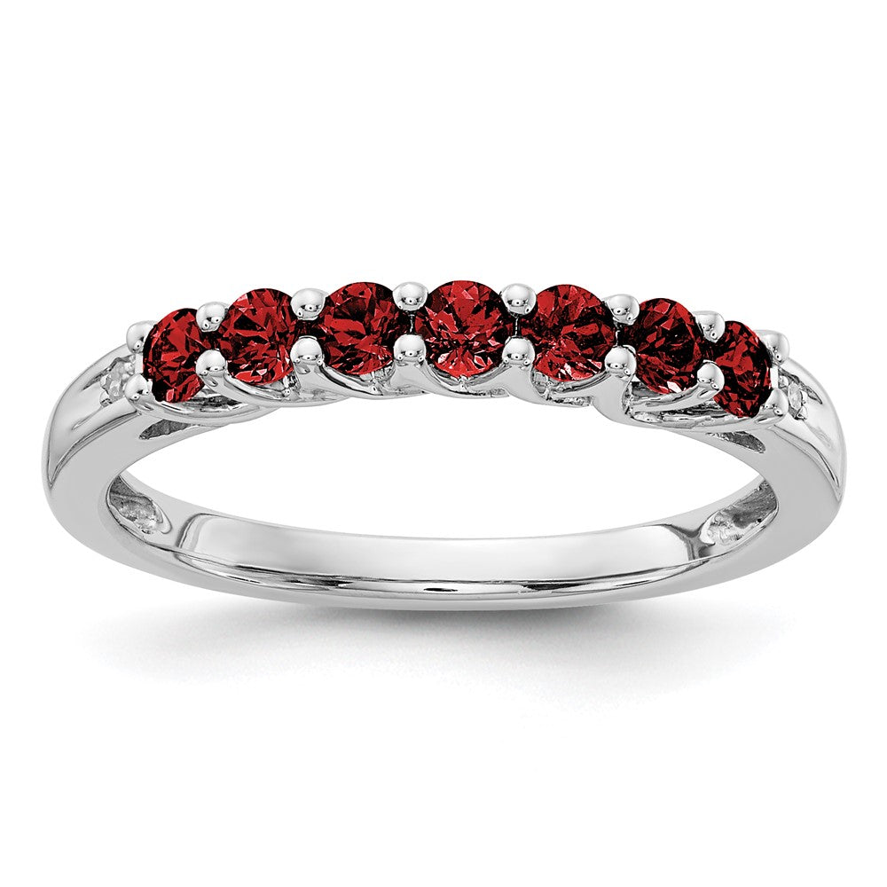 10k White Gold Garnet & Diamond Ring