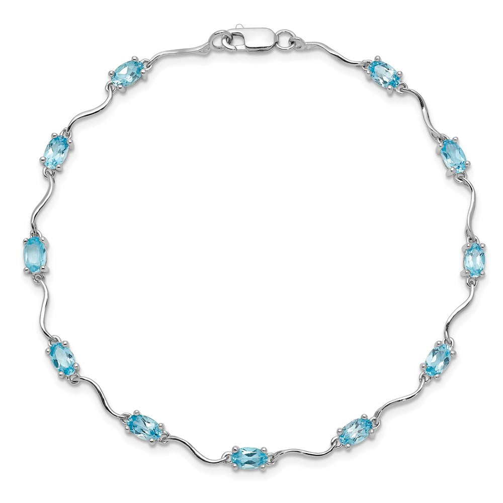 Sterling Silver Rhodium-plated Blue Topaz Bracelet 7 inches