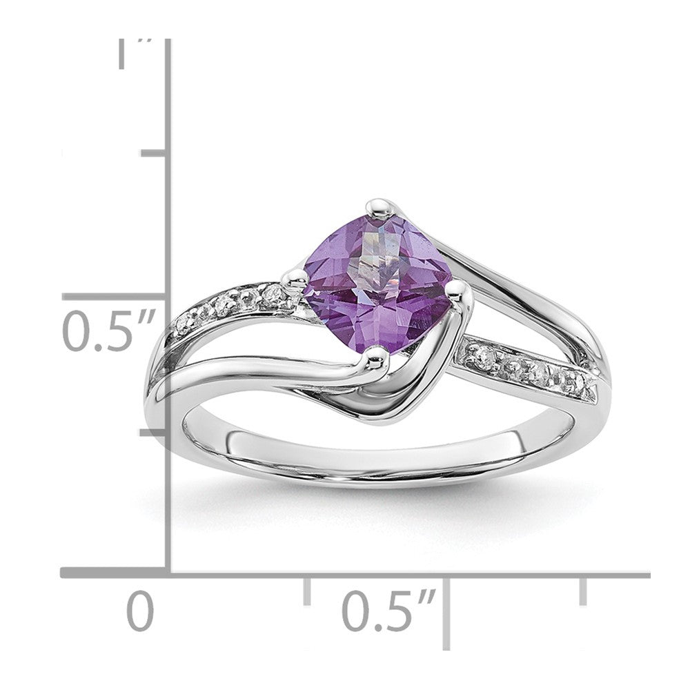 10K White Gold Simulated Alexandrite and Diamond Ring