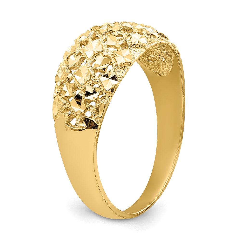 14K Diamond-cut Mini Diamond Pattern Dome Ring Size 7