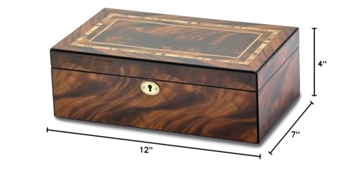 Luxury Giftware by Jere Tiger Wood Veneer High Gloss Finish Multi Use Locking Collector Box QJJG353
