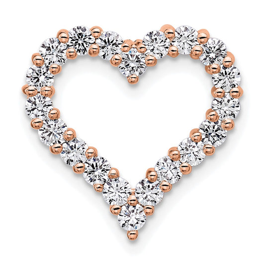 14k Rose Gold 1 carat Lab Grown Diamond VS/SI+ G+ Heart Chain Slide Pendant