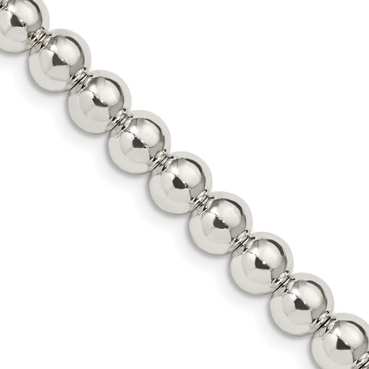 Sterling Silver 6.1mm Beads on Box Chain 18 Inches