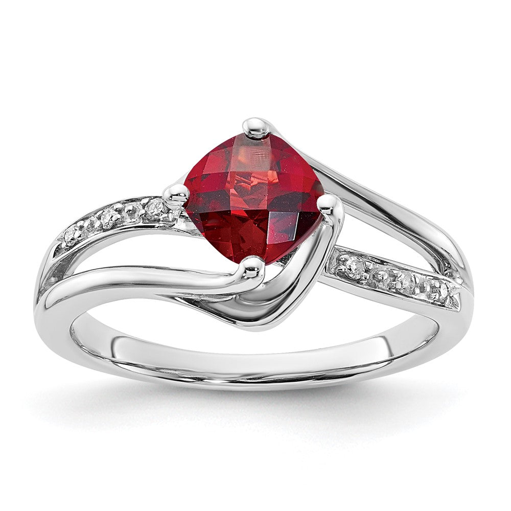 10K White Gold Garnet and Diamond Ring
