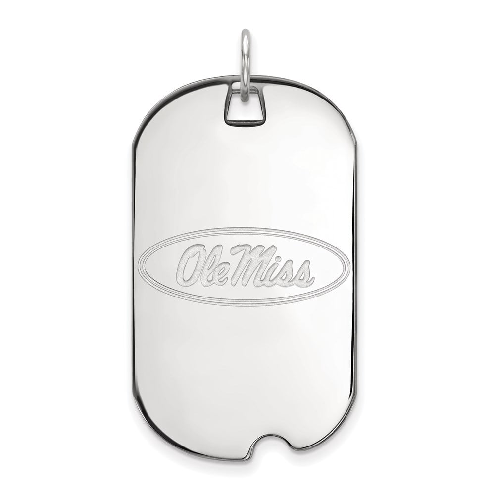 Sterling Silver LogoArt Official Licensed Collegiate University of Mississippi (UMS) Large Dog Tag