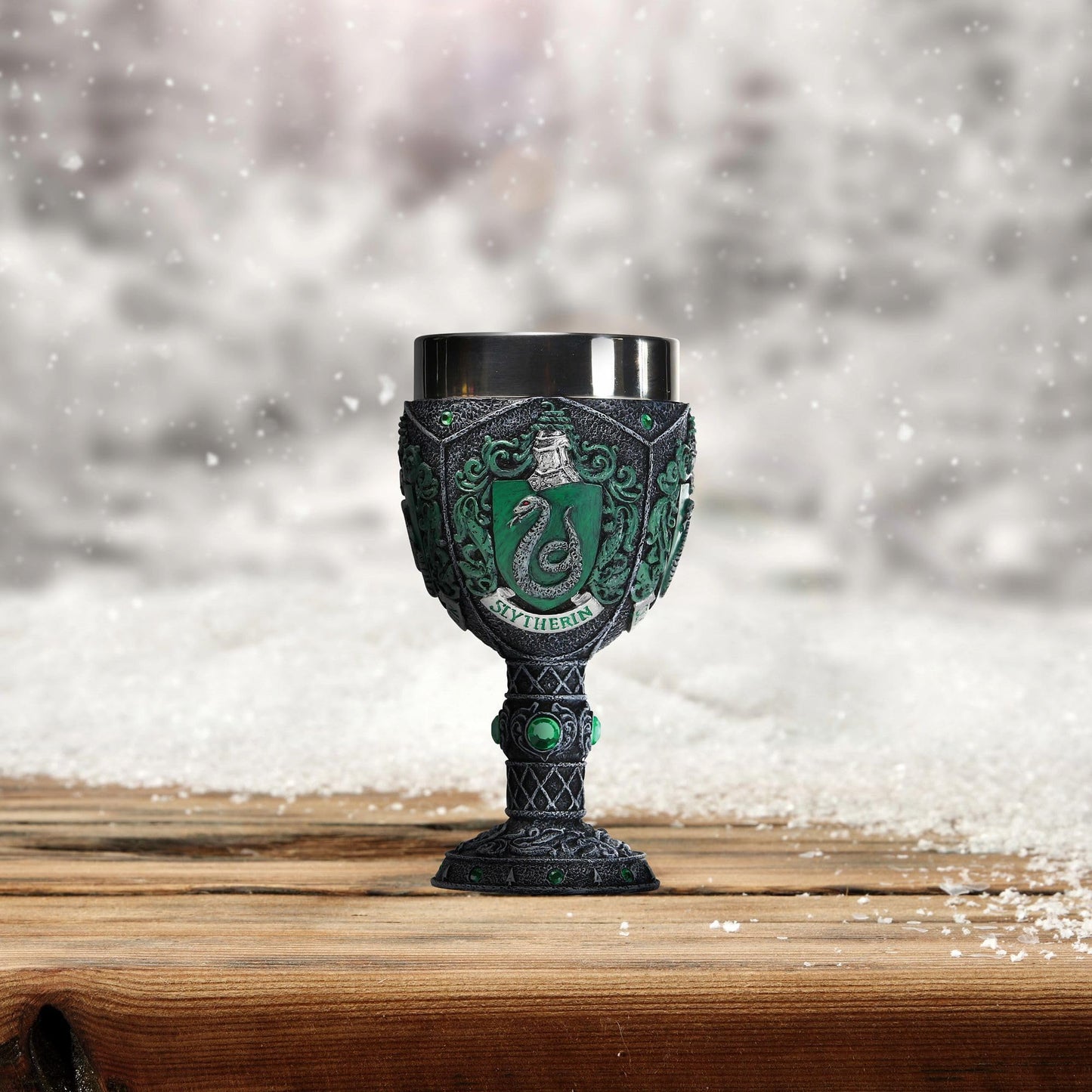 Wizarding World of Harry Potter Slytherin Decorative Resin Stainless Steel Goblet 7in H