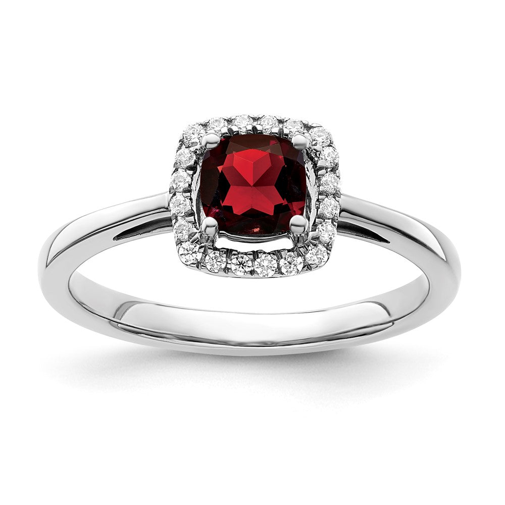 SS ANT Garnet and Diamond Ring